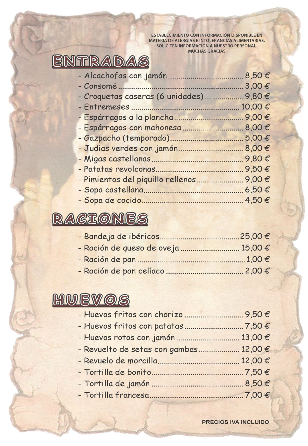 Entrantes, raciones, huevos.