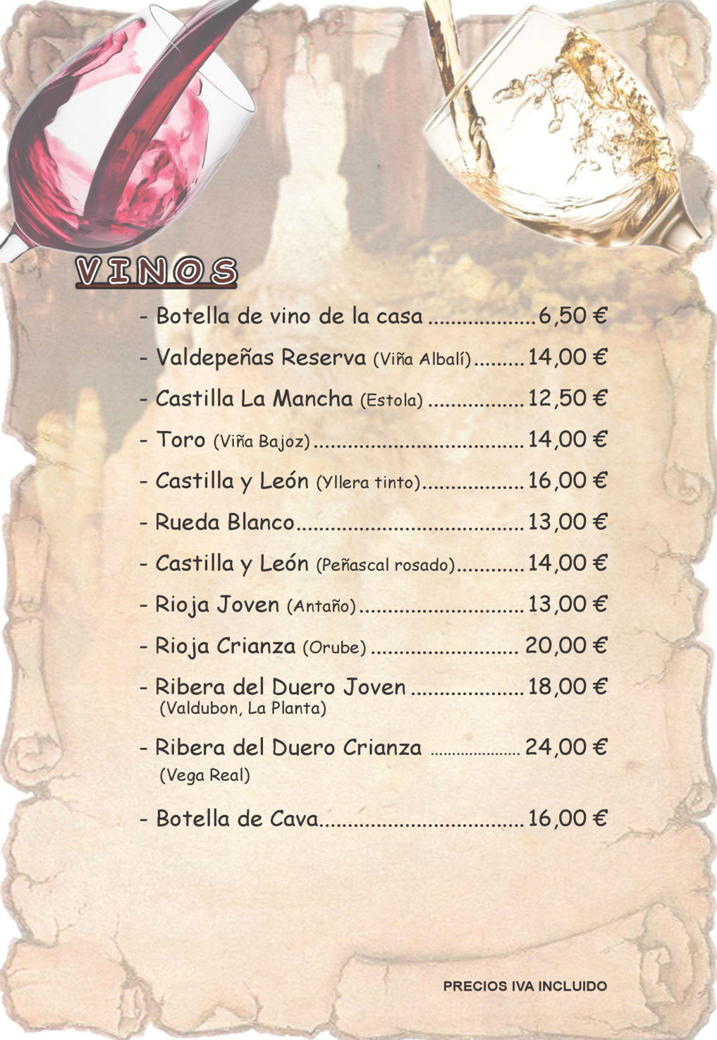 Carta de vinos